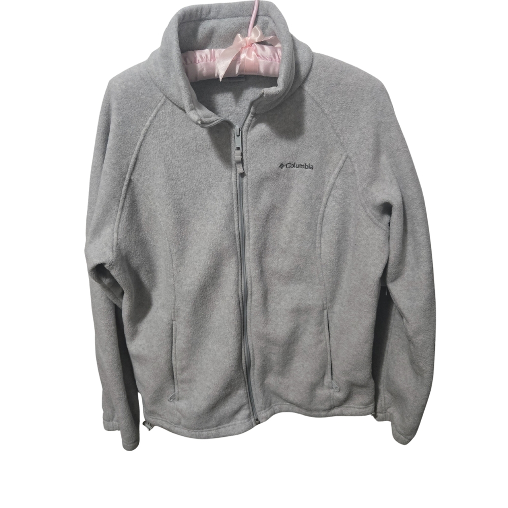 Columbia Women's Light Gray Fleece Jacket, Size Large